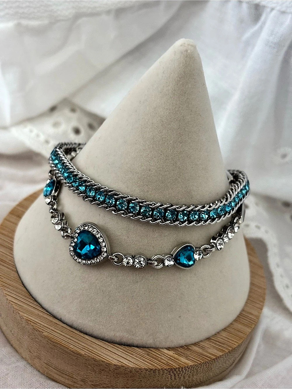 Blue Heart Bracelet Set